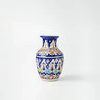 Ornate azure& ochre Floral vase
