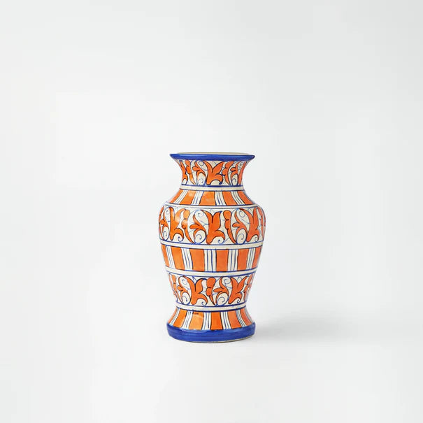 Retro-chic orange& blue floral vase