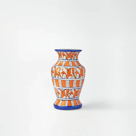 Retro-chic orange& blue floral vase
