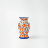 Retro-chic orange& blue floral vase