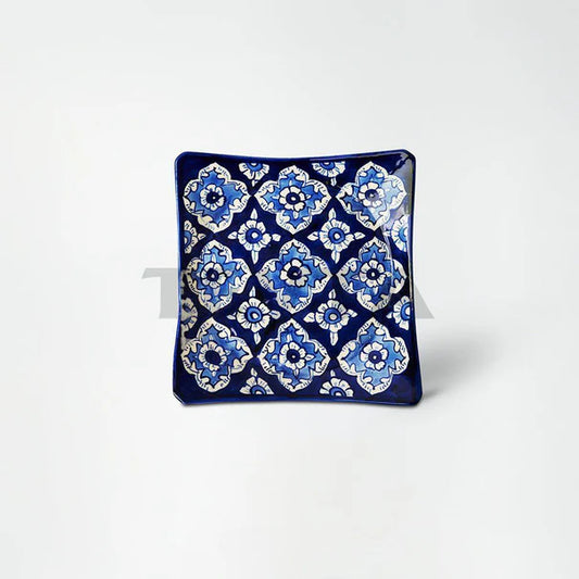 Blue Pottery Ceramic Square Plate (Large)