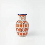 Traditional Blue pottery flower vase- Red & Blue Floral art