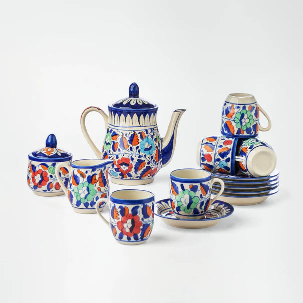 Ceramic Blue Pottery Tea Set