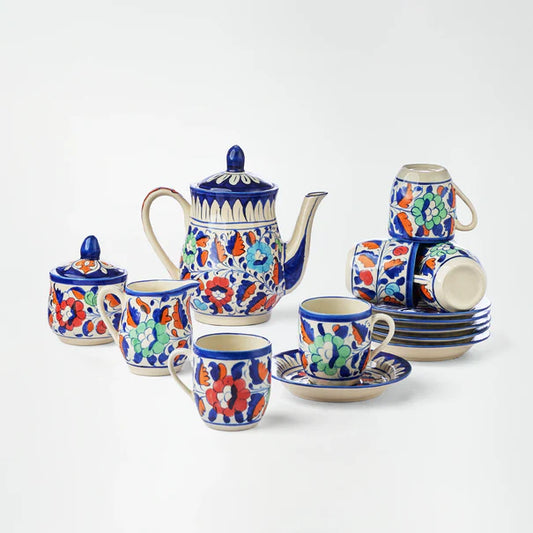 Ceramic Blue Pottery Tea Set