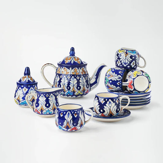 Ceramic Blue Pottery Tea Set