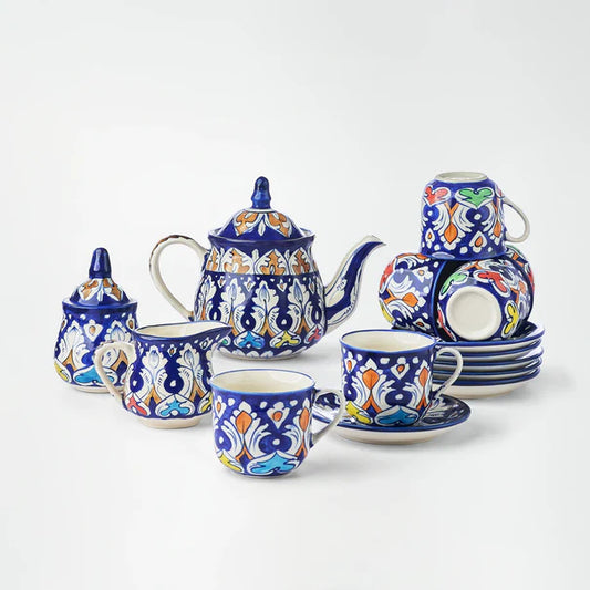 Ceramic Blue Pottery Tea Set For ( 6 person )