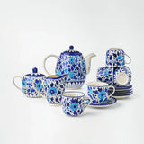 Ceramic Blue Pottery Tea Set for 6 person