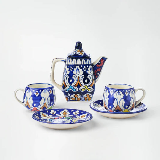 Ceramic Blue Pottery Tea Set (02 Person)