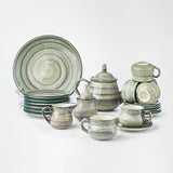 Handmade Ceramic Tea Set with Serving Plates (22 Pcs)