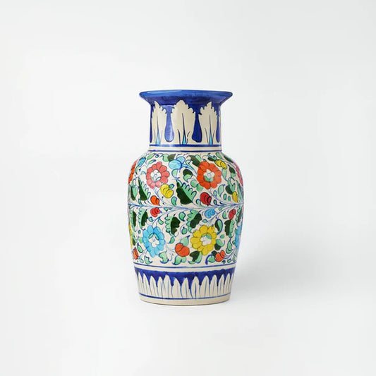 Hand-painted indigo ceramic vessel