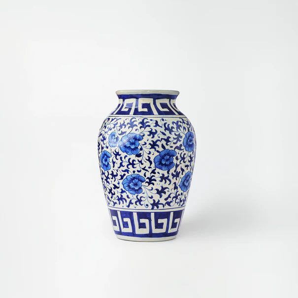 Floral-relief decorative urn