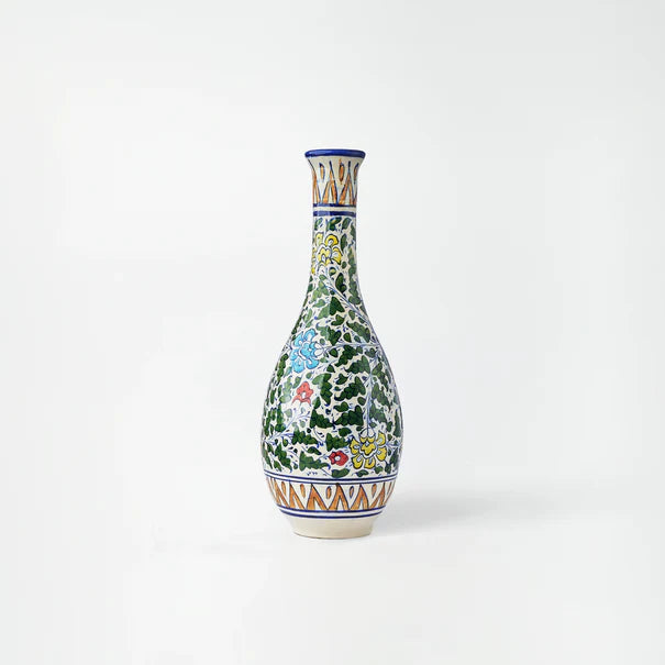 Handcrafted Long-Neck Floral ceramic vase