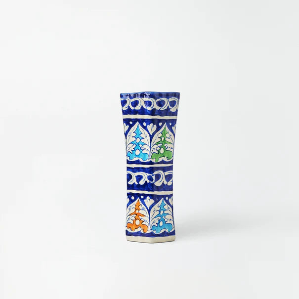Blue Pottery Ceramic Cylinder Vase