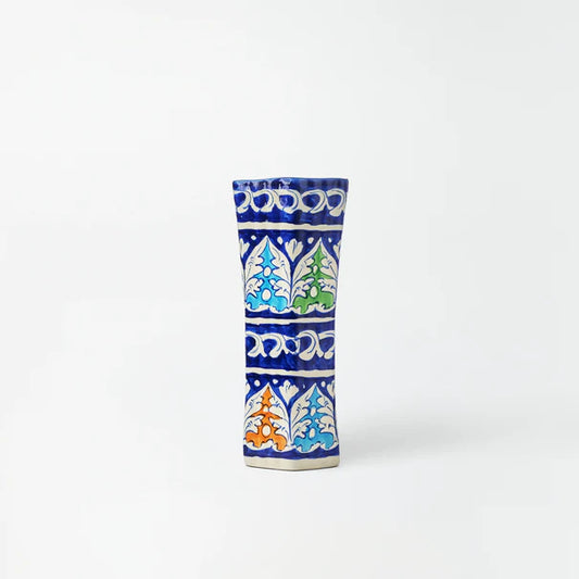Blue Pottery Ceramic Cylinder Vase